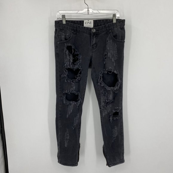 One Teaspoon Black Distressed Jeans - Picture 1 of 12